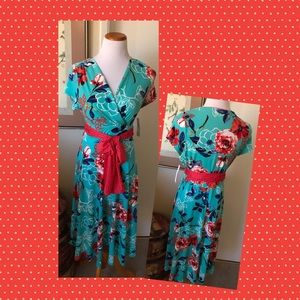 Shelby & Palmer Aqua & Red Dress